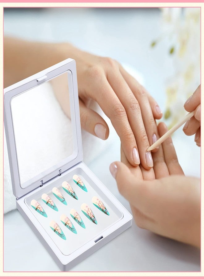 meekoo صندوق تعبئة أظافر ميكو 30 قطعة مع 90 قطعة شريط لاصق مزدوج الوجه لحفظ الأظافر الاصطناعية (أبيض) - Image 5
