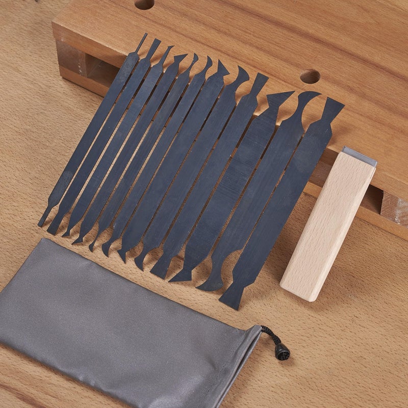 HERMIT TOOLS New Cabinet Scraper Cards and Cabinet Scraper Burnisher with 12 Piece Multi-Shaped Scraper Set Suitable for Various Small space and Small-Sized Tasks(HTCSCS13) - Image 2
