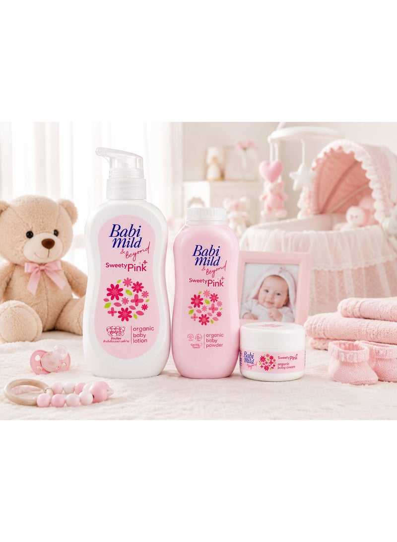 BABIMILD Baby Mild Sweetie Pink Baby Care Set – Lotion + Powder + Organic Cream – Gentle care for sensitive skin and newborns. - Image 1