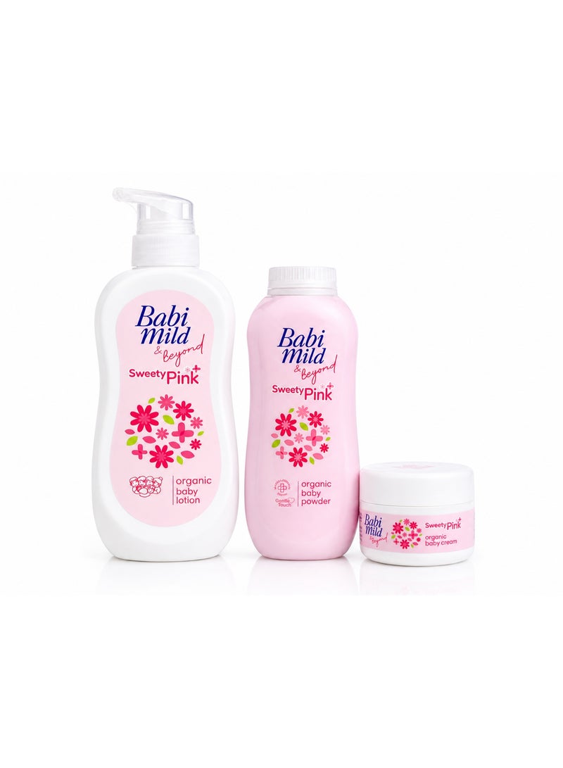 BABIMILD Baby Mild Sweetie Pink Baby Care Set – Lotion + Powder + Organic Cream – Gentle care for sensitive skin and newborns. - Image 3