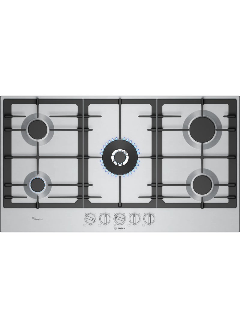BOSCH Series 6 Gas hob 90 cm Stainless steel PCR9A5I90 PCR9A5I90 Stainless steel - Image 1