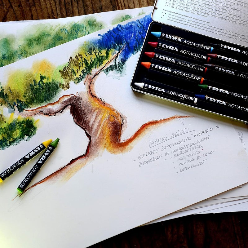 LYRA Aquacolor Water-Soluble Crayons Set - 48 Assorted Colors in Tin - Image 2