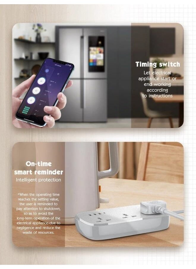 LDNIO - شريط طاقة ذكي عالمي SCW3451 مزود بـ 3 منافذ USB و3 منافذ PD بقوة 2500 وات مع زر تشغيل - أبيض - Image 1