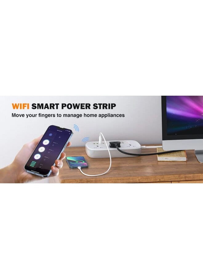 LDNIO - شريط طاقة ذكي عالمي SCW3451 مزود بـ 3 منافذ USB و3 منافذ PD بقوة 2500 وات مع زر تشغيل - أبيض - Image 1