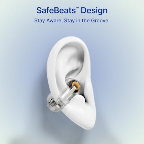 pTron Bassbuds Vortex Clips Wireless Open Ear Earbuds w/Chrome Finish, SafeBeats Tech, 50Hrs Playtime, Dual HD Mic w/AI-ENC, 10mm Driver, Pristine Sound, BTv5.4 Earclips, Type C Charging (Obsidian) - Image 4