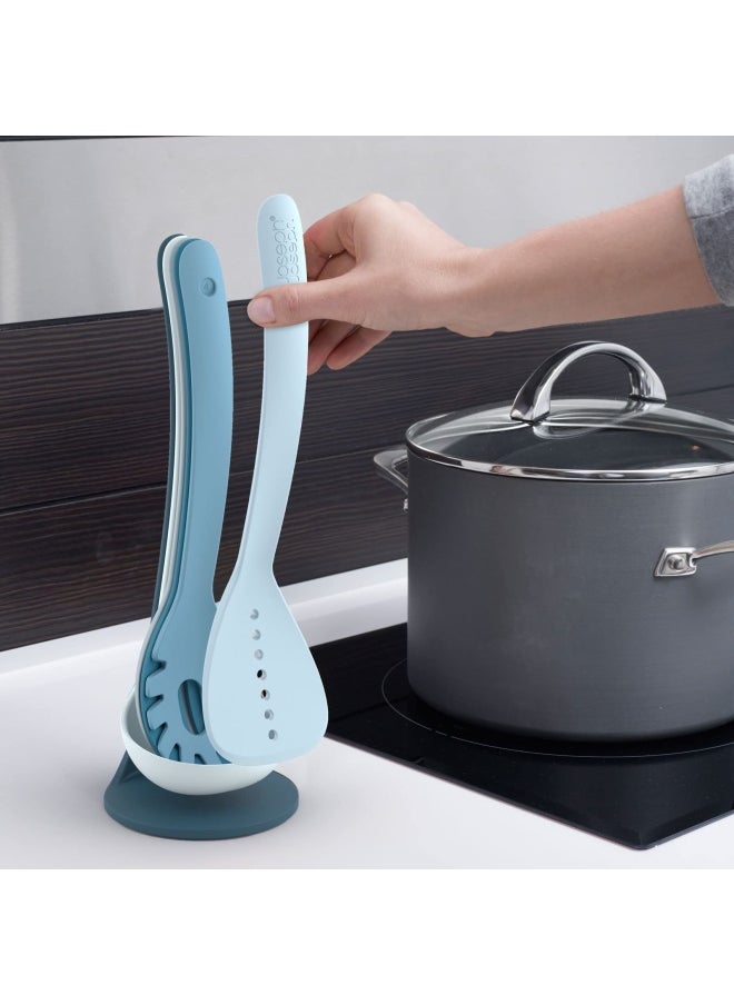 Editions Nest Utensils Compact Stacking Kitchen Tool Set with Magnetic Storage Stand Nylon 5-piece Sky JJ-10526