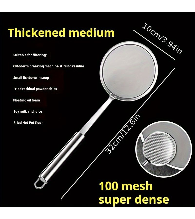 304 Stainless Steel Mesh Medium Colander Double Ear Filter Oil Strainer Kitchen Lid - Image 3