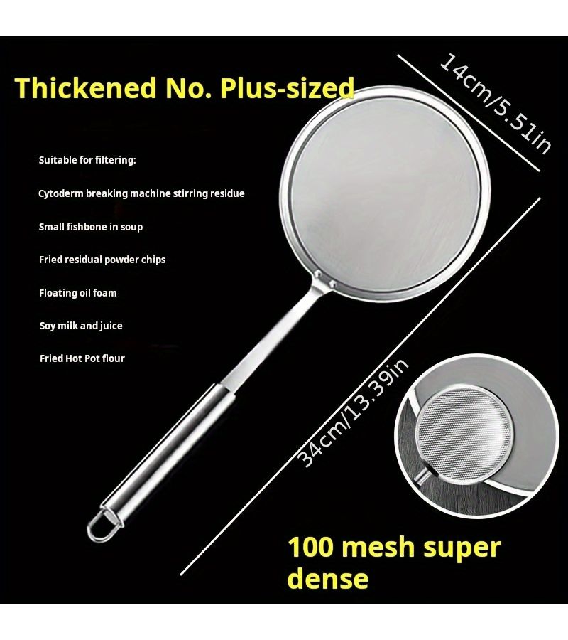 304 Stainless Steel Mesh Medium Colander Double Ear Filter Oil Strainer Kitchen Lid - Image 5