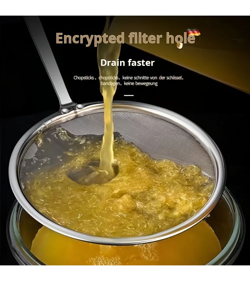 304 Stainless Steel Mesh Medium Colander Double Ear Filter Oil Strainer Kitchen Lid - Image 1