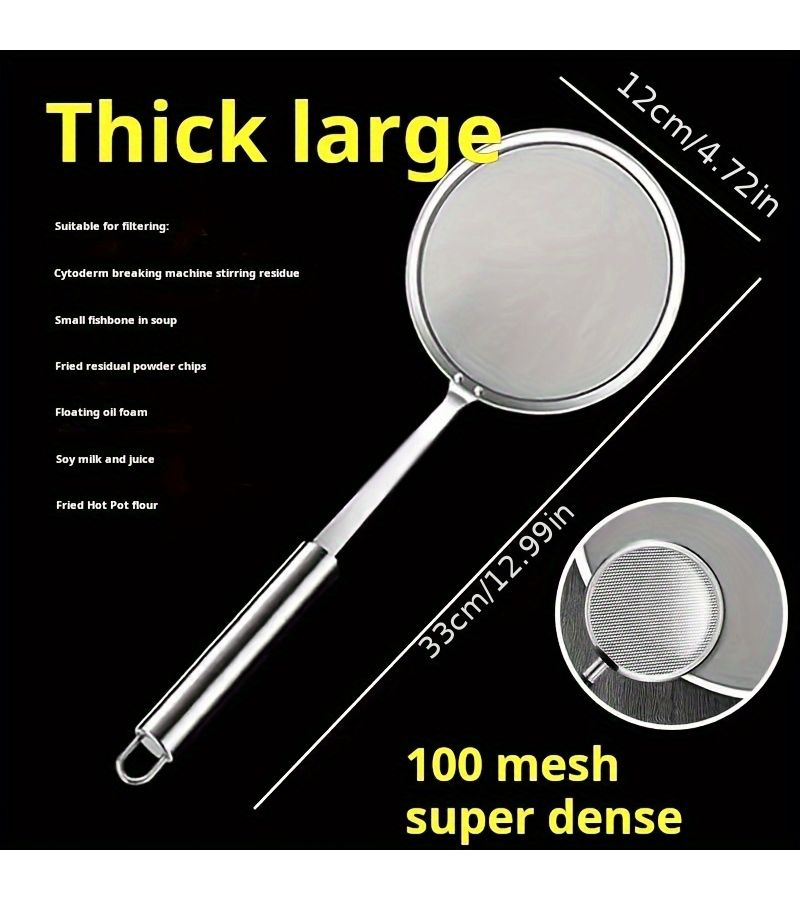 304 Stainless Steel Mesh Medium Colander Double Ear Filter Oil Strainer Kitchen Lid - Image 4