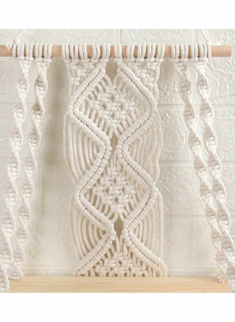 Wall Hanging Shelf Boho Decor Wood Floating Shelf for Bedroom Living Room Nursery Bathroom, Handmade Woven Rope Storage Rack for Photo Frames Plant Display - Image 2