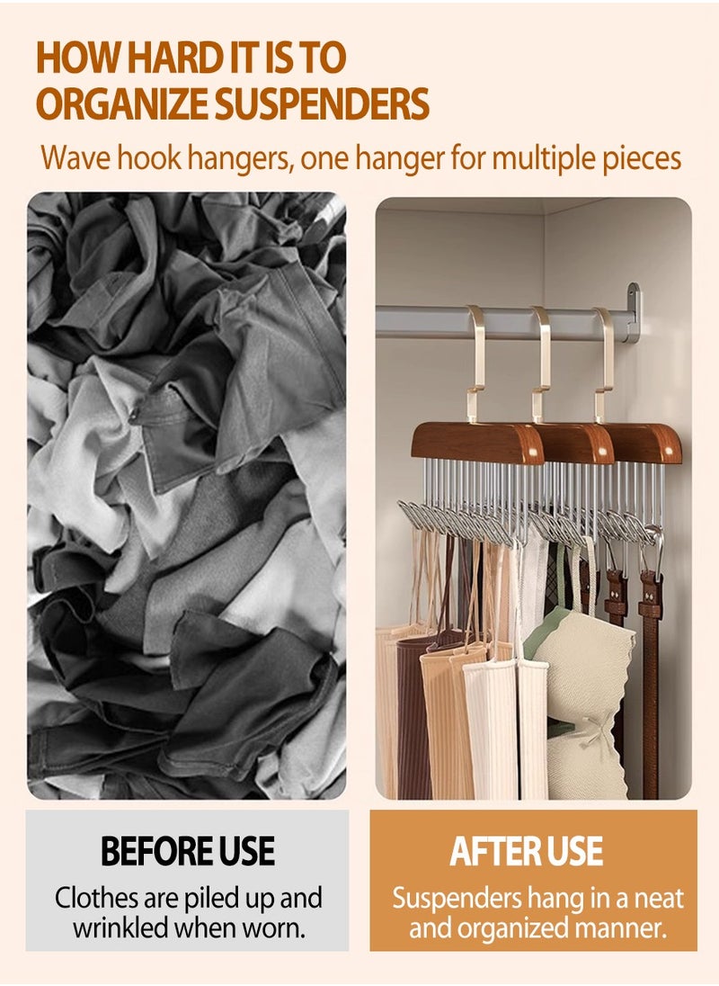 2pcs Multi-functional coat rack, non-slip multi-hook coat rack with 8 hooks, wall-mounted coat rack, 360° swivel multi-functional underwear vest rack, tie and belt rack, wardrobe organiser
