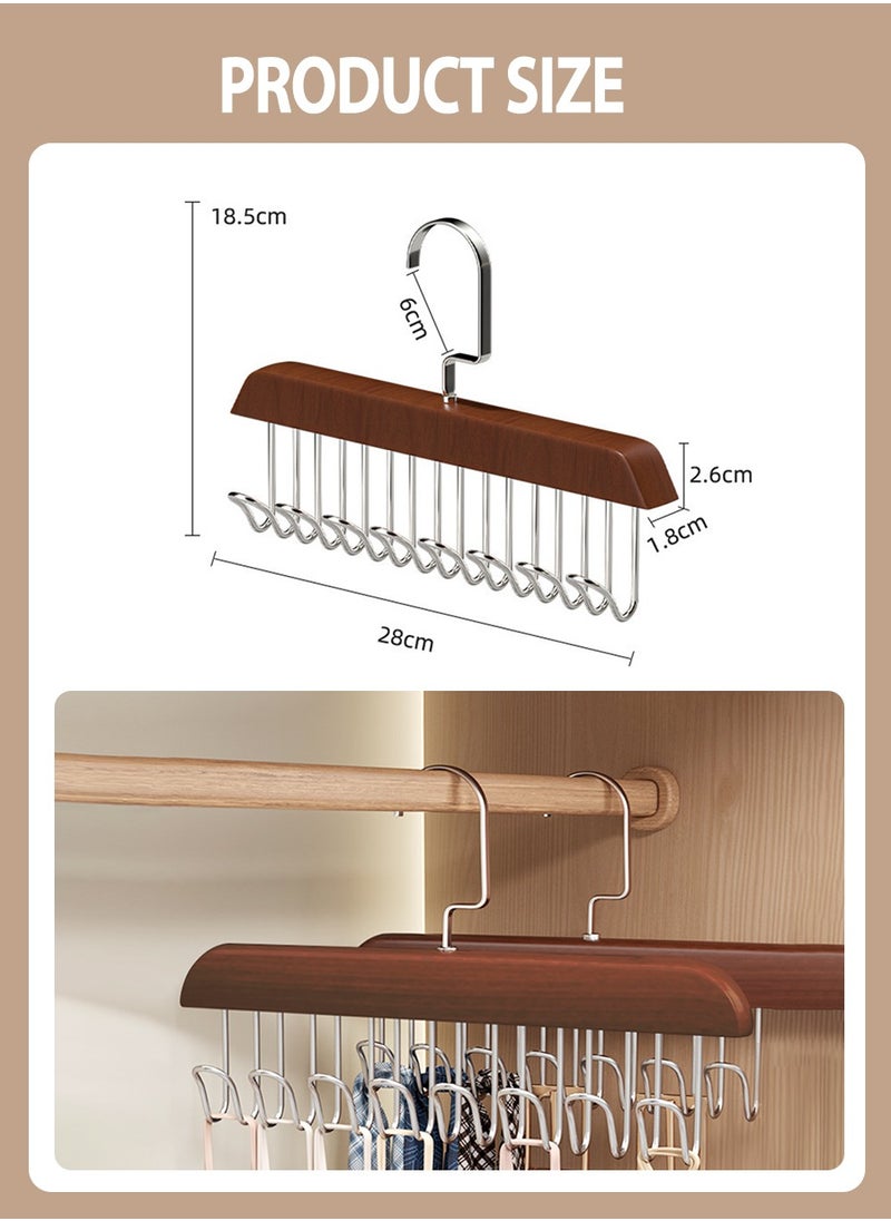 Beirui 2pcs Multi-functional coat rack, non-slip multi-hook coat rack with 8 hooks, wall-mounted coat rack, 360° swivel multi-functional underwear vest rack, tie and belt rack, wardrobe organiser  - Image 3