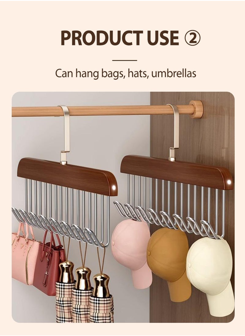 2pcs Multi-functional coat rack, non-slip multi-hook coat rack with 8 hooks, wall-mounted coat rack, 360° swivel multi-functional underwear vest rack, tie and belt rack, wardrobe organiser