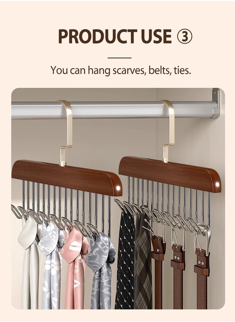 2pcs Multi-functional coat rack, non-slip multi-hook coat rack with 8 hooks, wall-mounted coat rack, 360° swivel multi-functional underwear vest rack, tie and belt rack, wardrobe organiser