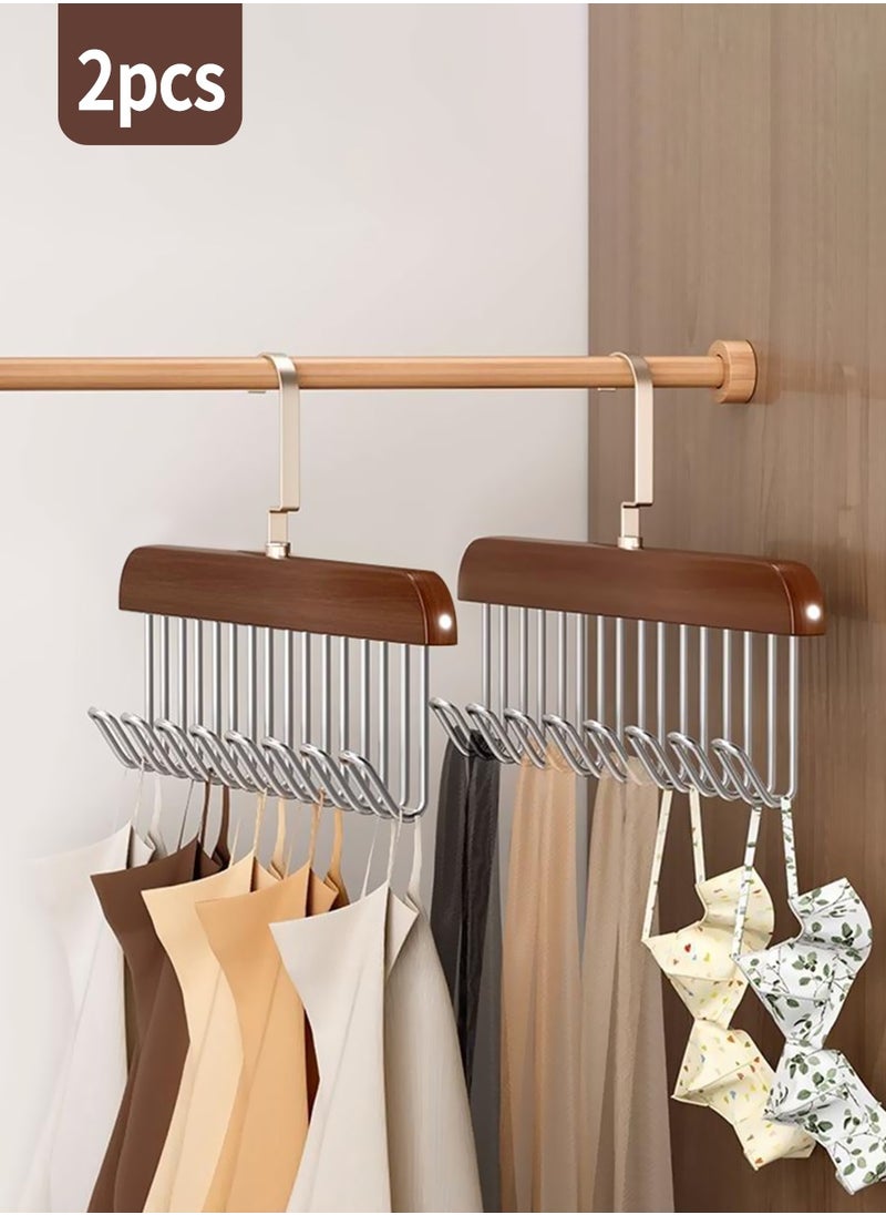 Beirui 2pcs Multi-functional coat rack, non-slip multi-hook coat rack with 8 hooks, wall-mounted coat rack, 360° swivel multi-functional underwear vest rack, tie and belt rack, wardrobe organiser  - Image 1
