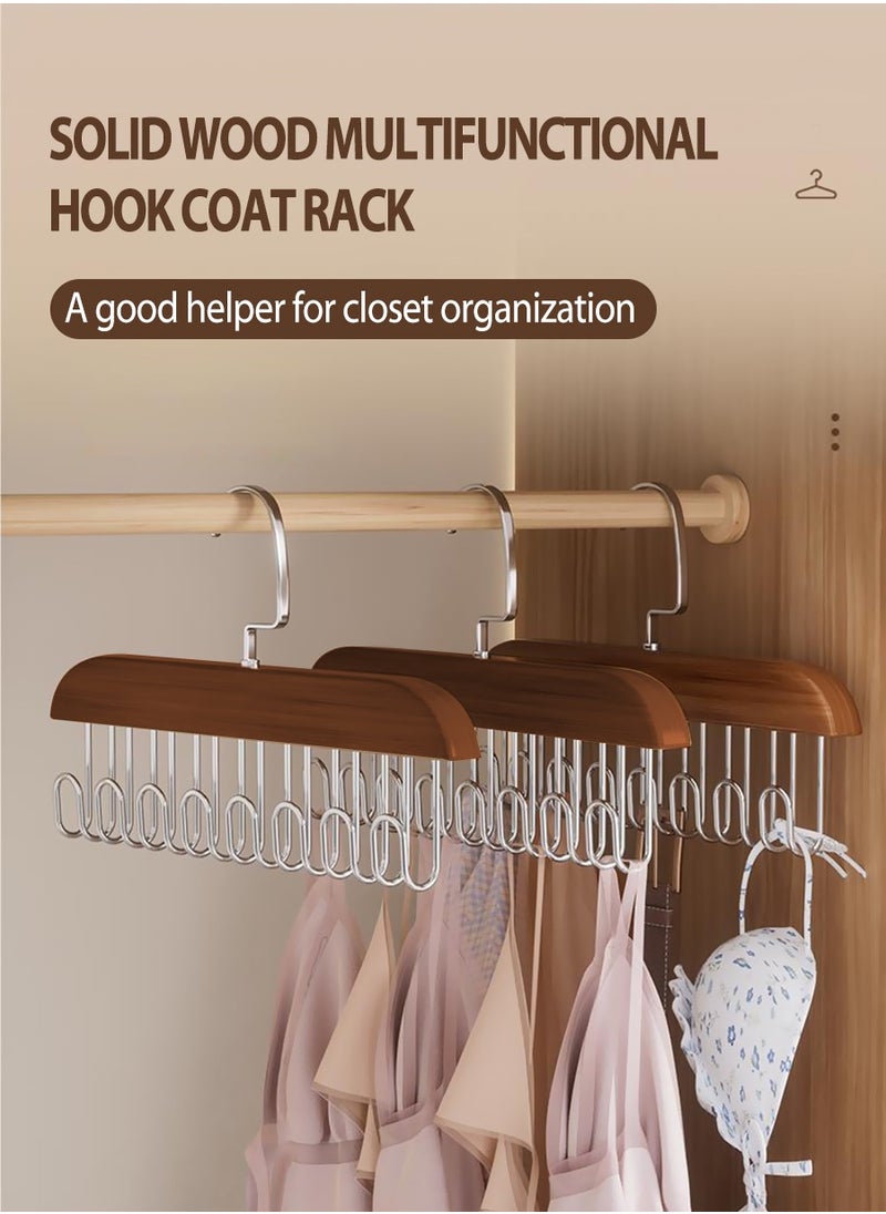 Beirui 2pcs Multi-functional coat rack, non-slip multi-hook coat rack with 8 hooks, wall-mounted coat rack, 360° swivel multi-functional underwear vest rack, tie and belt rack, wardrobe organiser  - Image 2