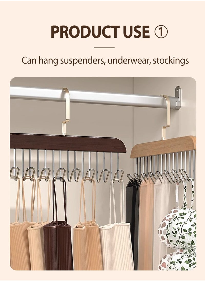 2pcs Multi-functional coat rack, non-slip multi-hook coat rack with 8 hooks, wall-mounted coat rack, 360° swivel multi-functional underwear vest rack, tie and belt rack, wardrobe organiser