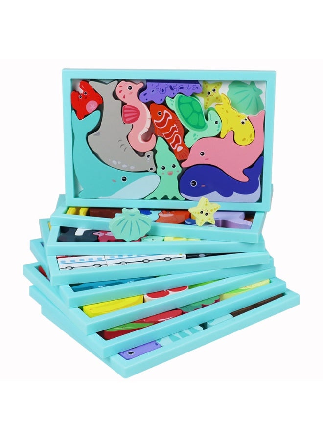 【Ocean Animal Building Blocks】Kids Wooden Educational 3D Puzzle Toy | For Children 3+ Years | Safe Wood Material + Colorful Water-Based Paint | Smooth Rounded Edges | Cognitive Matching + Color/Shape Recognition | Develops Fine Motor Skills  Concentration | Enhances Hand-Eye Coordination  Spatial Imagination | Ocean Theme Early Learning Toy - Image 4