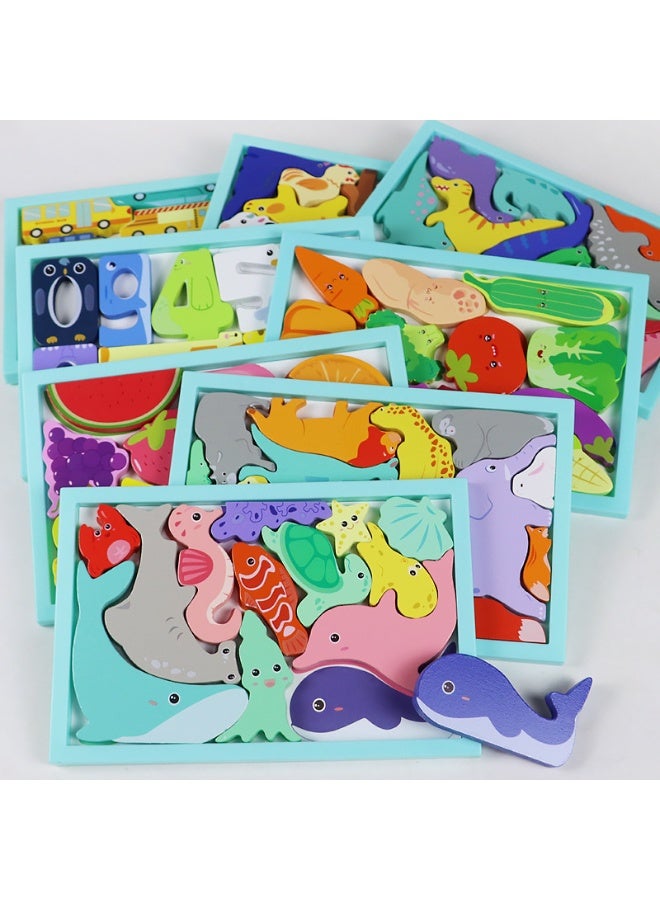 【Ocean Animal Building Blocks】Kids Wooden Educational 3D Puzzle Toy | For Children 3+ Years | Safe Wood Material + Colorful Water-Based Paint | Smooth Rounded Edges | Cognitive Matching + Color/Shape Recognition | Develops Fine Motor Skills  Concentration | Enhances Hand-Eye Coordination  Spatial Imagination | Ocean Theme Early Learning Toy - Image 3