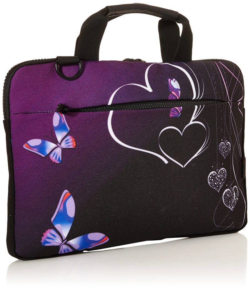 iColor Purple Butterflies Canvas Laptop Carrying Shoulder Sleeve Case Protective Bag Briefcase Fits 11.6 12 12.9 13 13.3 Inches Laptop Ultrabook Netbook CSH-05 - Image 2