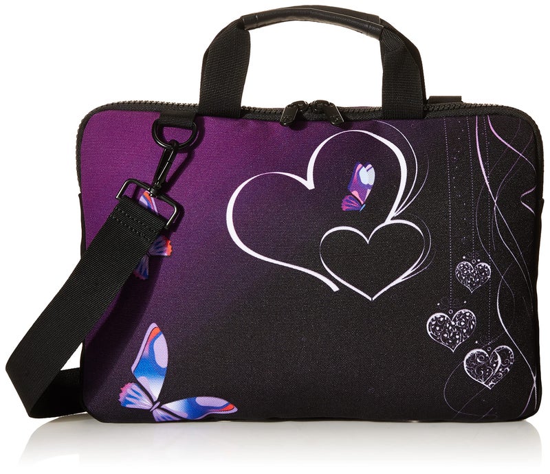 iColor Purple Butterflies Canvas Laptop Carrying Shoulder Sleeve Case Protective Bag Briefcase Fits 11.6 12 12.9 13 13.3 Inches Laptop Ultrabook Netbook CSH-05 - Image 1