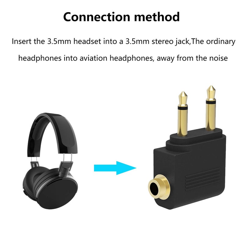 SAISN Headphones Adapter 3.5 mm Airplane Airline Travel Headphone Jack Audio Adapters Converter (Pack of 5, Golden Plated) - Image 2