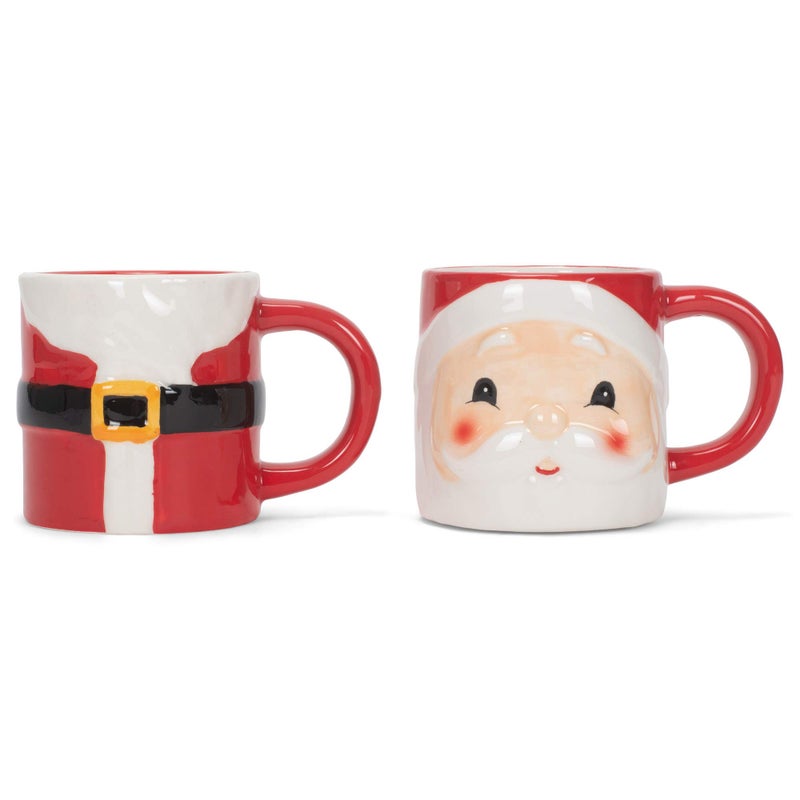 Transpac Transpac Dolomite 7 in Multicolor Christmas Stacked Santa Mug Set of 2 Multicolor