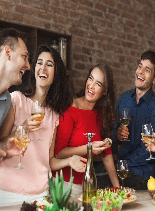 بازلد سدادة زجاجة نبيذ معدنية بتصميم لونغ هورن - سدادة أنيقة قابلة لإعادة الاستخدام بتفريغ الهواء، مستوحاة من حياة المزرعة، مانعة للتسرب، سدادة فلين، قطعة ديكور منزلية لطيفة وإكسسوار مميز لأدوات البار، هدية فريدة - Image 5