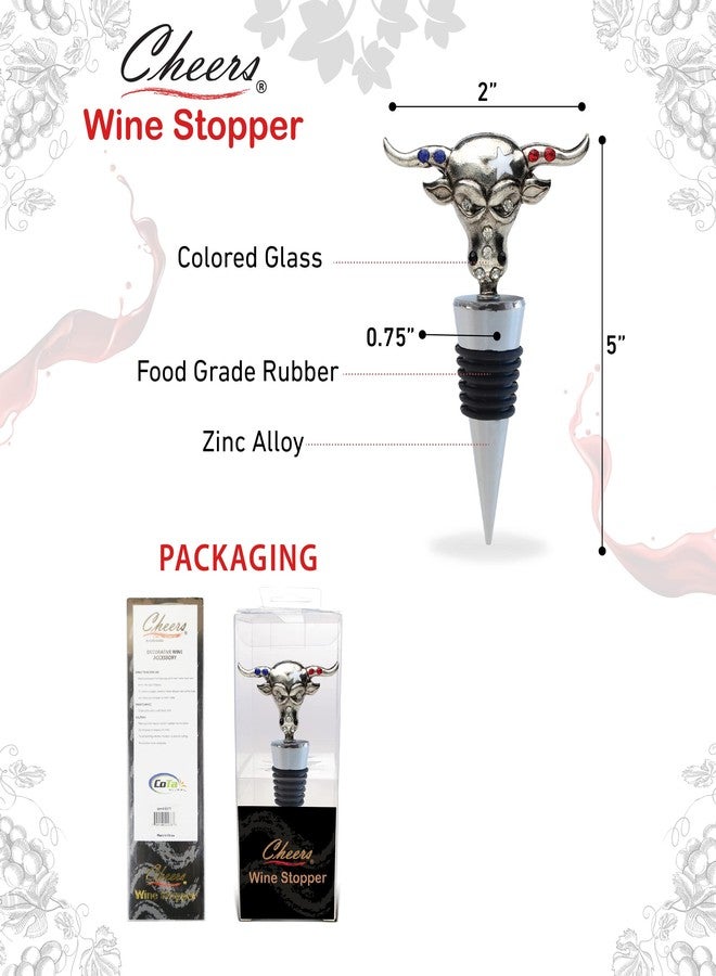 بازلد سدادة زجاجة نبيذ معدنية بتصميم لونغ هورن - سدادة أنيقة قابلة لإعادة الاستخدام بتفريغ الهواء، مستوحاة من حياة المزرعة، مانعة للتسرب، سدادة فلين، قطعة ديكور منزلية لطيفة وإكسسوار مميز لأدوات البار، هدية فريدة - Image 2