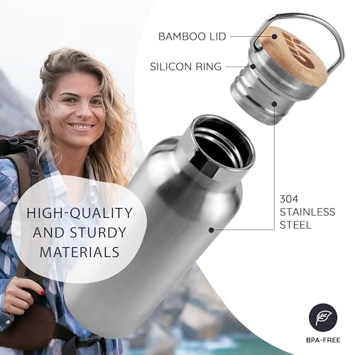 Bambaw Metal Insulated Water Bottle 16 oz | Stainless Steel Water Bottle Insulated | Reusable Water Bottle | Vacuum Insulated Water Bottle | Hot Water Bottle | Metal Water Bottle | Water Bottle 500 ml - Image 2