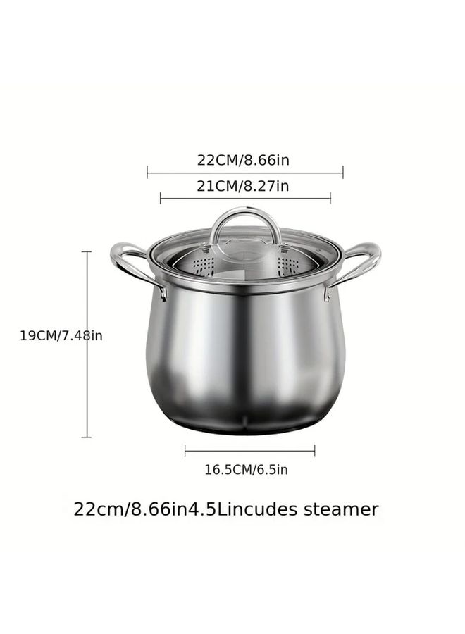 304 Stainless Steel Soup Pot 26cm Large Capacity Stew Pot for Gas Stove - Image 3