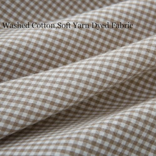 Silnuo Brown/White Ruffle Plaid Throw Pillow Covers Farmhouse Checkered Gingham Pillowcases 24"x24" Pillow Shams for Couch,Sofa,Bed and Living Room - Image 4