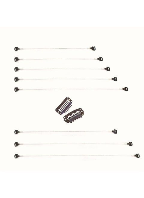 Brown Invisible Elastic Fish Line for Wire Hair Extensions 8pcs 18.5cm 24.5cm 30cm Secret Wire Extensions with 4 Stainless Steel Clips