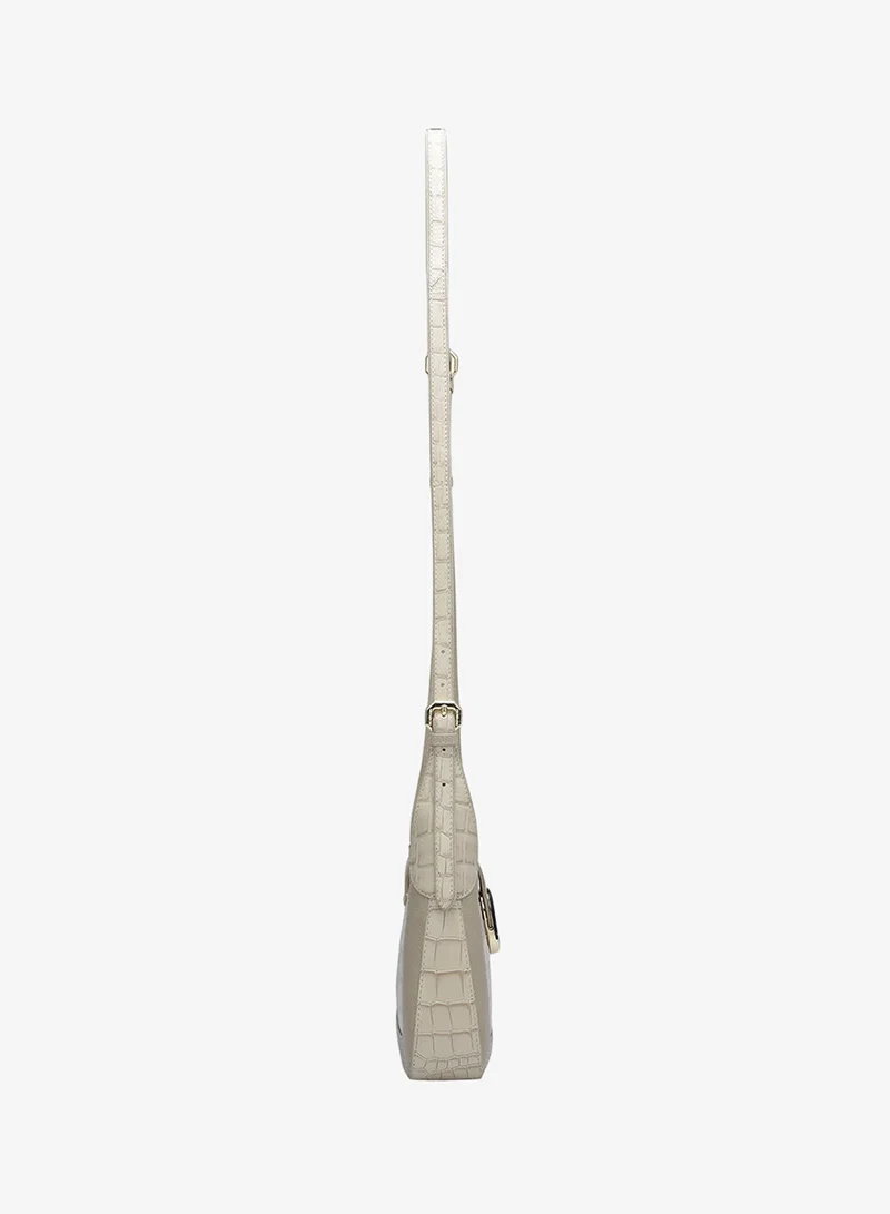 Da Milano white Da Milano Croco-Embossed Leather Crossbody Handbag with Zip Closure - White (LSB-00993OL)  | Best Price UAE