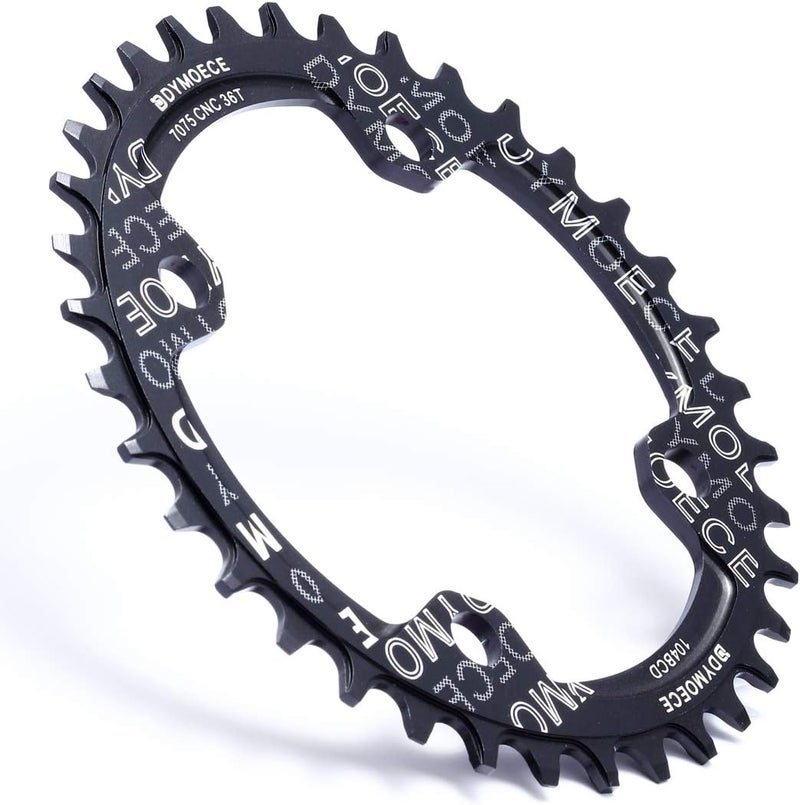 Dymoece Narrow Wide Bike Single Chainring 104BCD 32T 34T 36T 38T for 9 10 11 Speed Round,Black/Red-Compatible with Most of Shimano and Sram Cranksets - Image 2