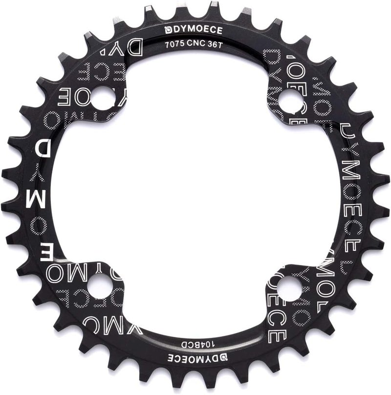 Dymoece Narrow Wide Bike Single Chainring 104BCD 32T 34T 36T 38T for 9 10 11 Speed Round,Black/Red-Compatible with Most of Shimano and Sram Cranksets - Image 1