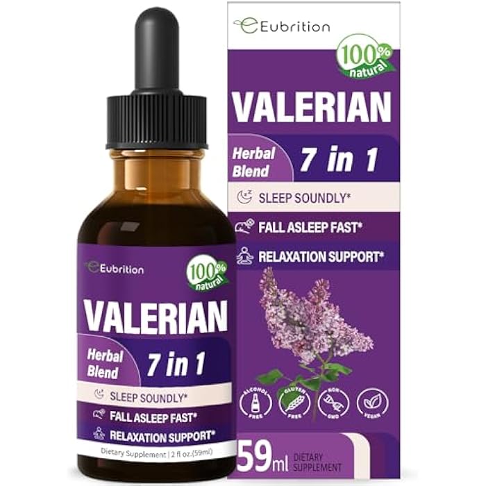 Eubrition Valerian Root Sleep Support Drops, Natural Herbal Supplement Tincture with Passion Flower and Chamomile Extract for Better Sleep & Relaxation. 2oz - Image 1