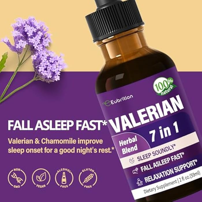 Eubrition Valerian Root Sleep Support Drops, Natural Herbal Supplement Tincture with Passion Flower and Chamomile Extract for Better Sleep & Relaxation. 2oz - Image 2