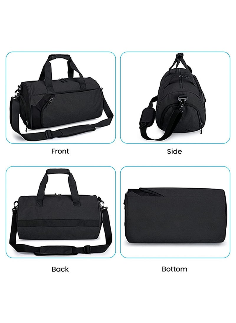 Soofam Sports Gym Bag with Shoes Compartment Wet Pocket Waterproof Travel Duffel Bag for Men and Women Black  - Image 4