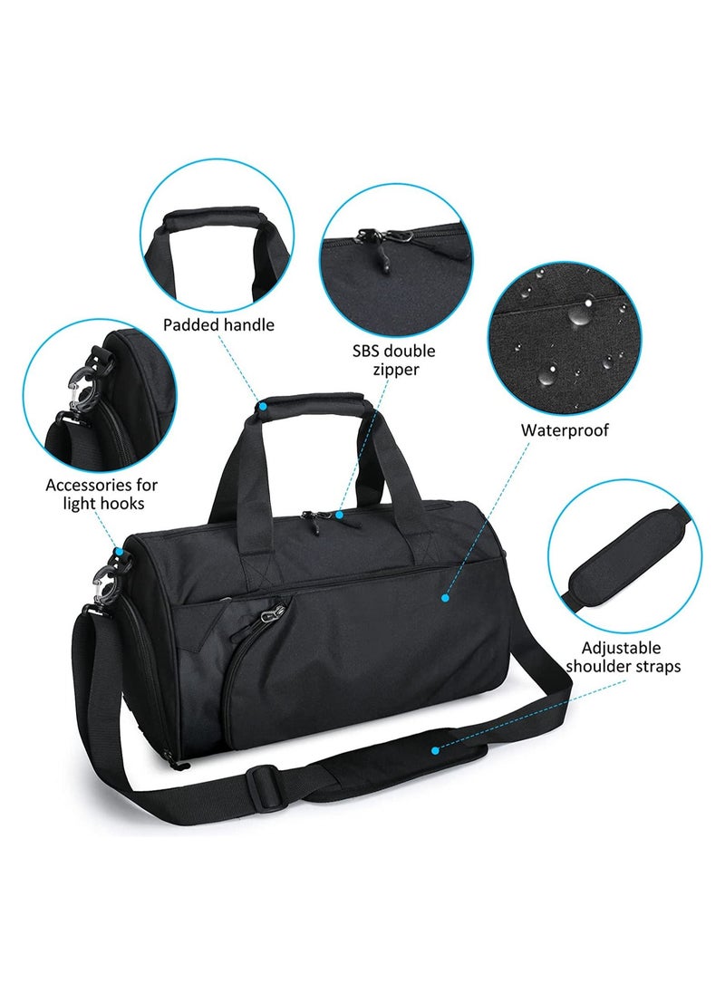 Soofam Sports Gym Bag with Shoes Compartment Wet Pocket Waterproof Travel Duffel Bag for Men and Women Black  - Image 3