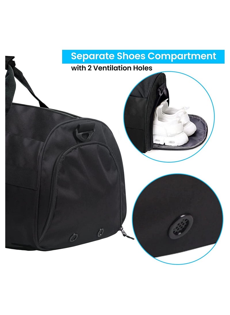 Soofam Sports Gym Bag with Shoes Compartment Wet Pocket Waterproof Travel Duffel Bag for Men and Women Black  - Image 2