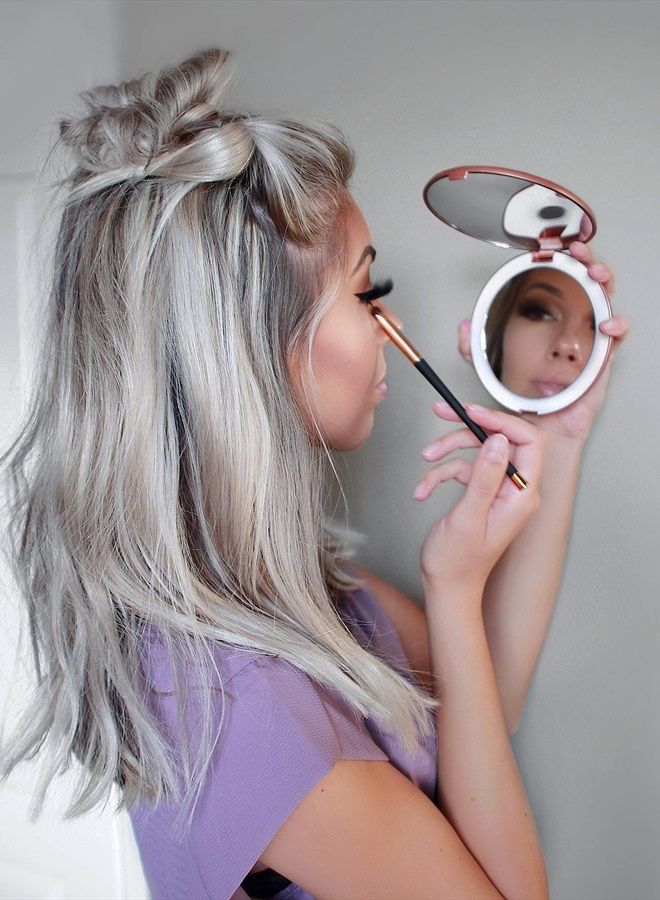 Fancii LED Lighted Travel Makeup Mirror, 1x/10x Magnification - Daylight LED, Compact, Portable, Large 5" Wide Illuminated Folding Mirror (Lumi) Rose Gold - Image 4