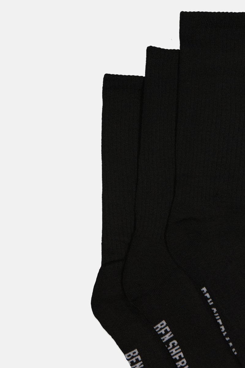 Ben Sherman Men 6 Pairs Brand Logo Crew Cut Socks, Black  - Image 2