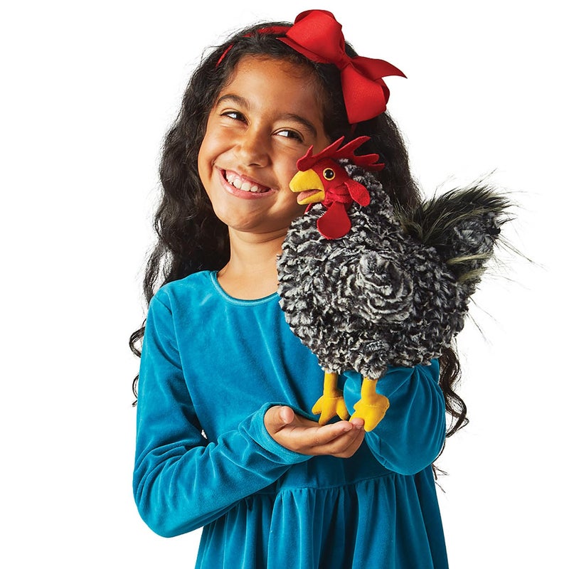 Folkmanis Barred Rock Rooster Hand Puppet, Black, White, Red, Yellow - Image 5