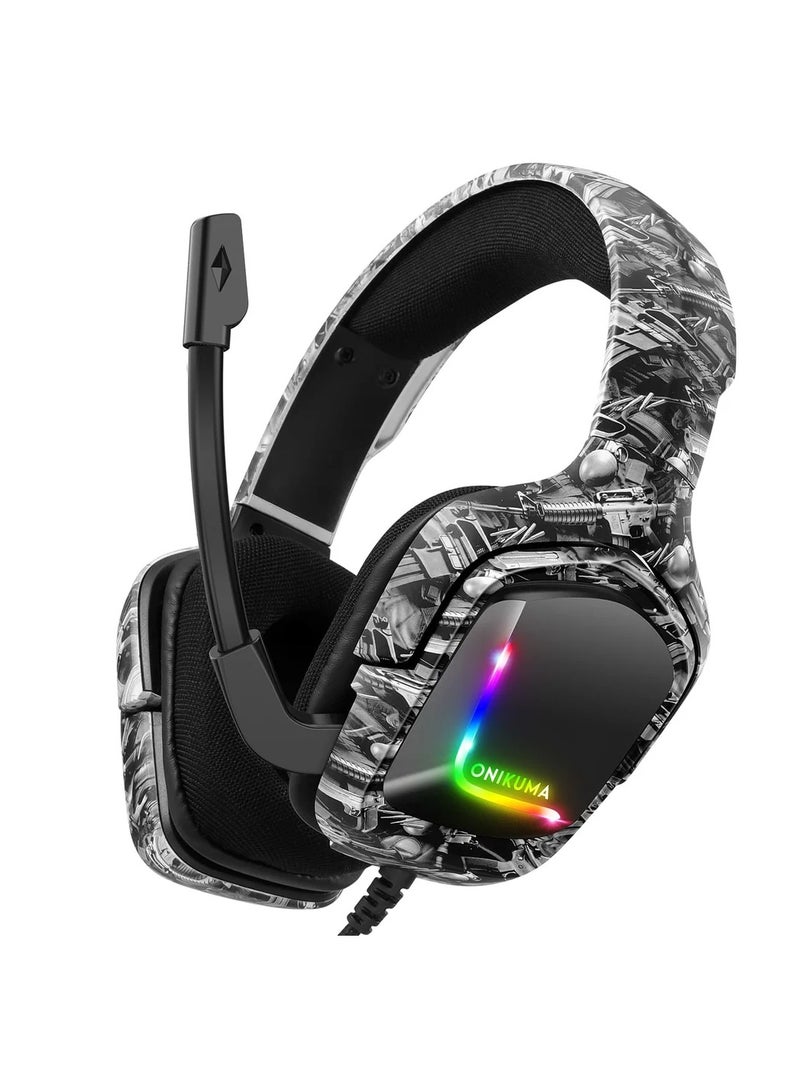 أونيكوما سماعات الألعاب السلكية ONIKUMA K20 مع ميكروفون وإضاءة RGB - Image 1