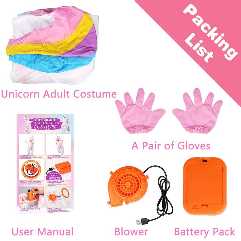 OurWarm زي وحيد القرن القابل للنفخ للبالغين من OurWarm، زي مضحك قابل للنفخ لعيد الهالوين، أزياء قابلة للنفخ للرجال والنساء لمستلزمات حفلات الهالوين - Image 4