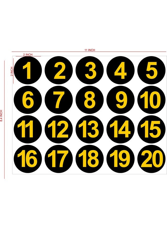 إمبرينت ملصقات أرقام ذاتية اللصق من 1 إلى 80، قطر 2 بوصة، لون أسود وأصفر دائري - Image 2