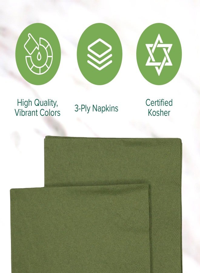 SimuLinen Olive Geen Disposable Paper Napkins, 3-Ply, 13in x 13in - 30 Pack - Simplicity Collection, Perfect for Birthday or Dessert Parties - Image 4
