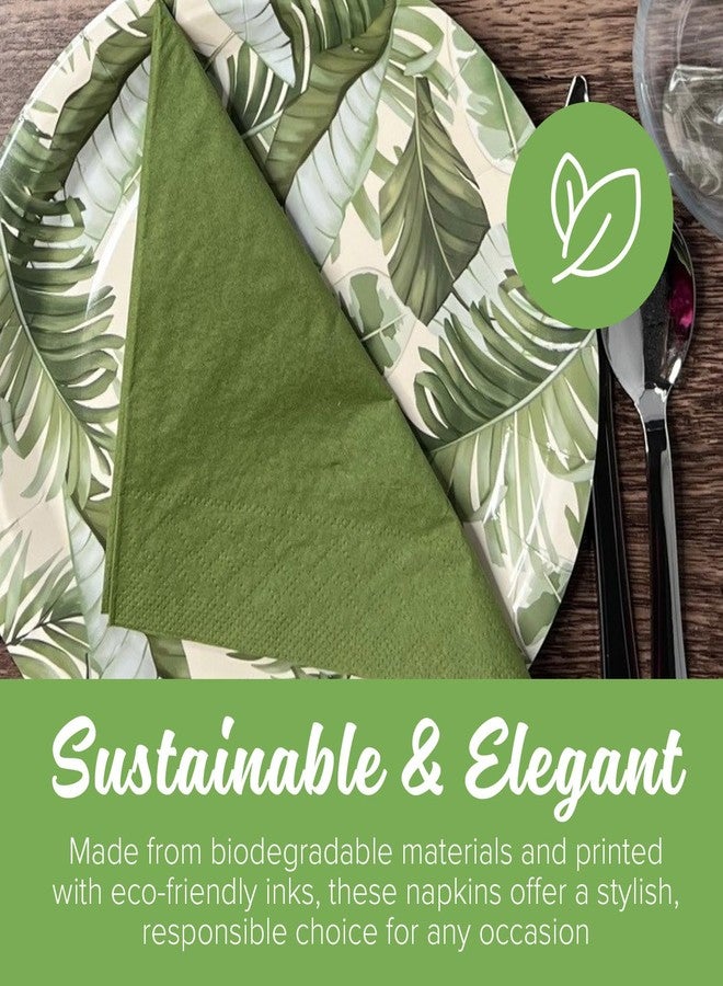 SimuLinen Olive Geen Disposable Paper Napkins, 3-Ply, 13in x 13in - 30 Pack - Simplicity Collection, Perfect for Birthday or Dessert Parties - Image 2